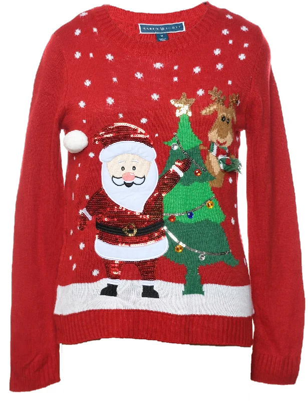 Santa Claus & Reindeer Christmas Jumper - M