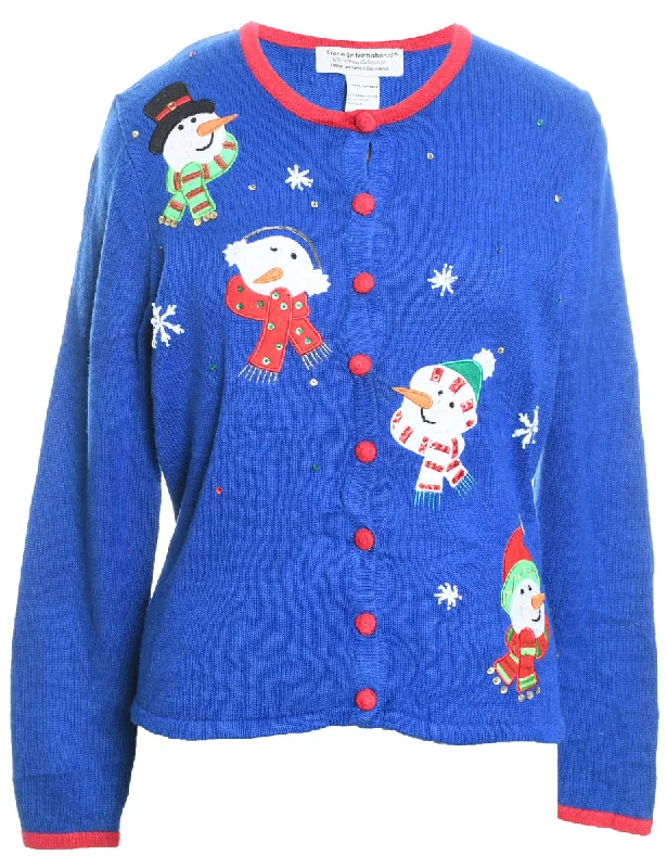 Snowman Christmas Cardigan - L