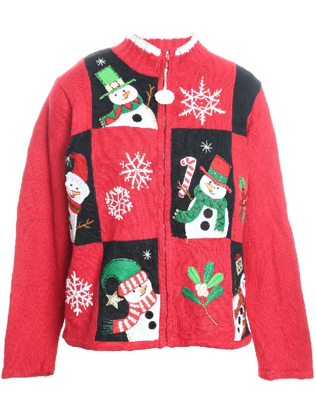 Snowman Christmas Cardigan - L