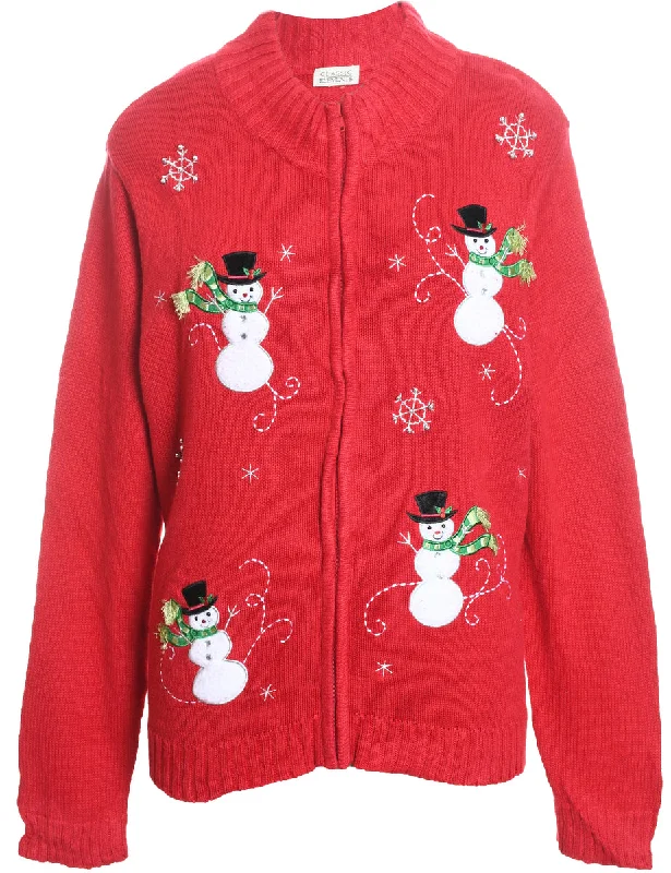 Snowman Christmas Cardigan - L