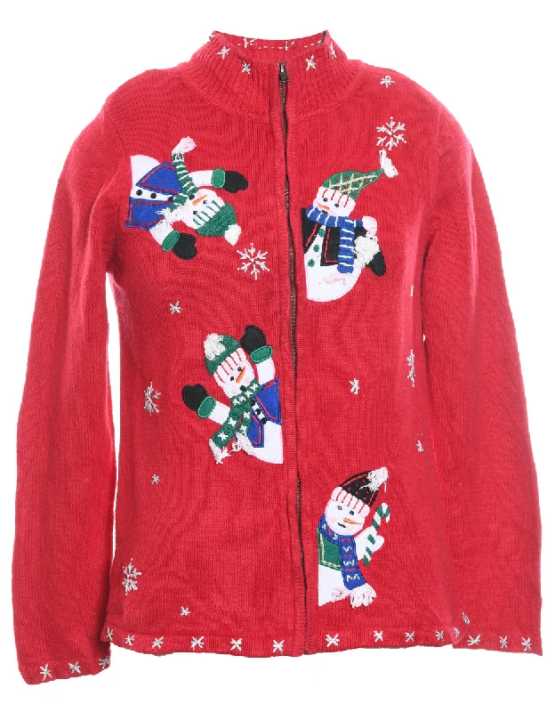 Snowman Christmas Cardigan - M