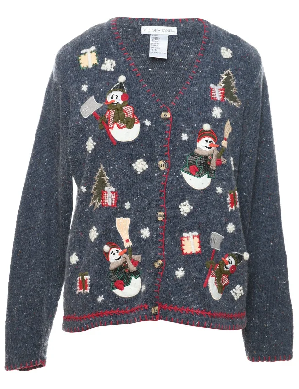 Snowman Christmas Cardigan - M