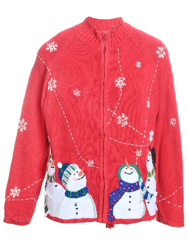 Snowman Christmas Cardigan - M