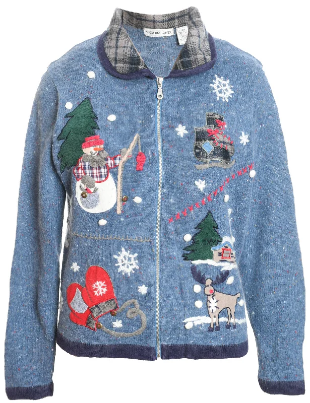 Snowman Christmas Cardigan - M