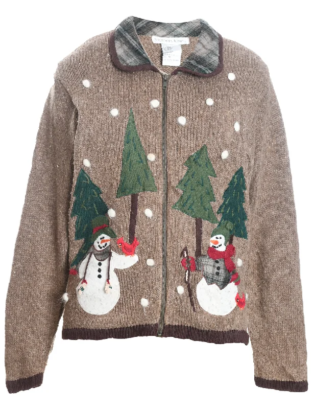 Snowman Christmas Cardigan - M