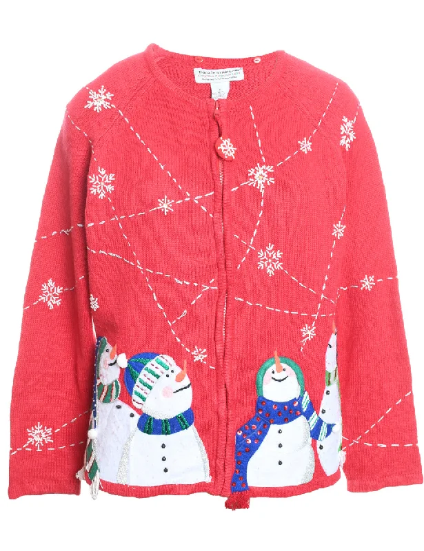 Snowman Christmas Cardigan - M