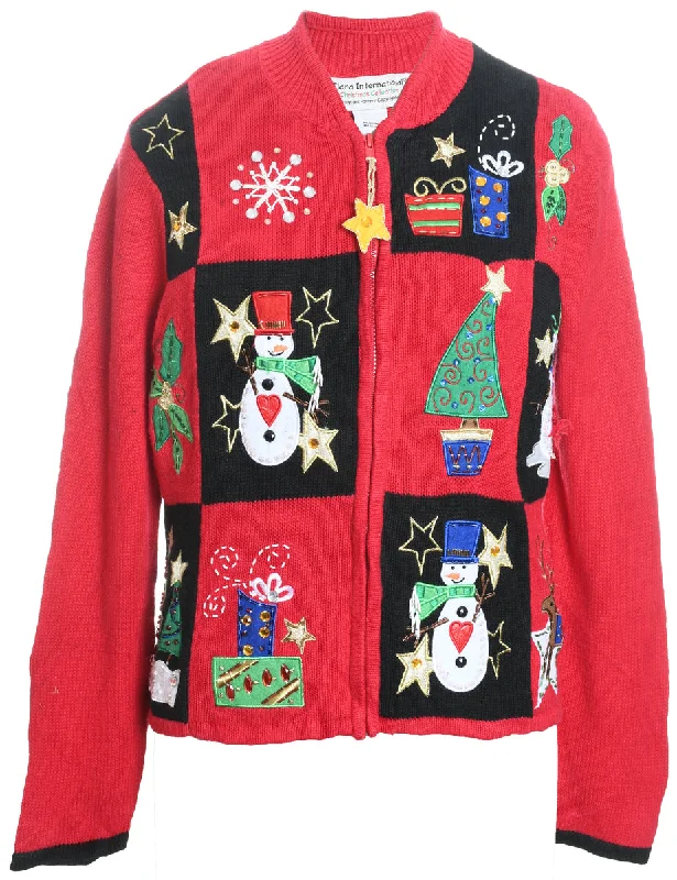 Snowman Christmas Cardigan - M