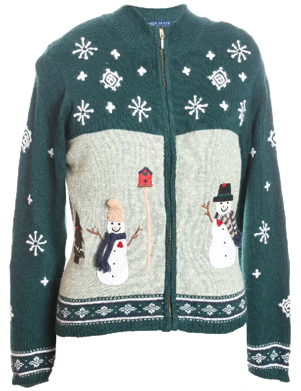 Snowman Christmas Cardigan - M