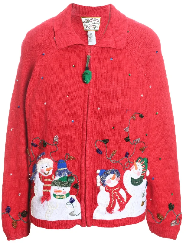 Snowman Christmas Cardigan - M