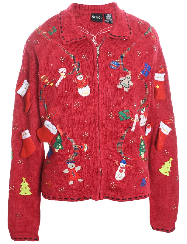 Snowman Christmas Cardigan - M