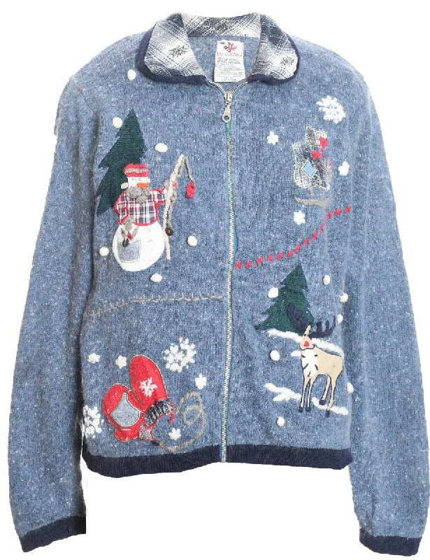 Snowman Christmas Cardigan - M