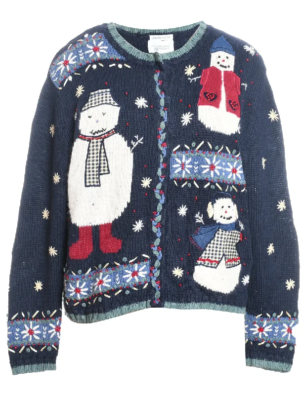 Snowman Christmas Cardigan - M