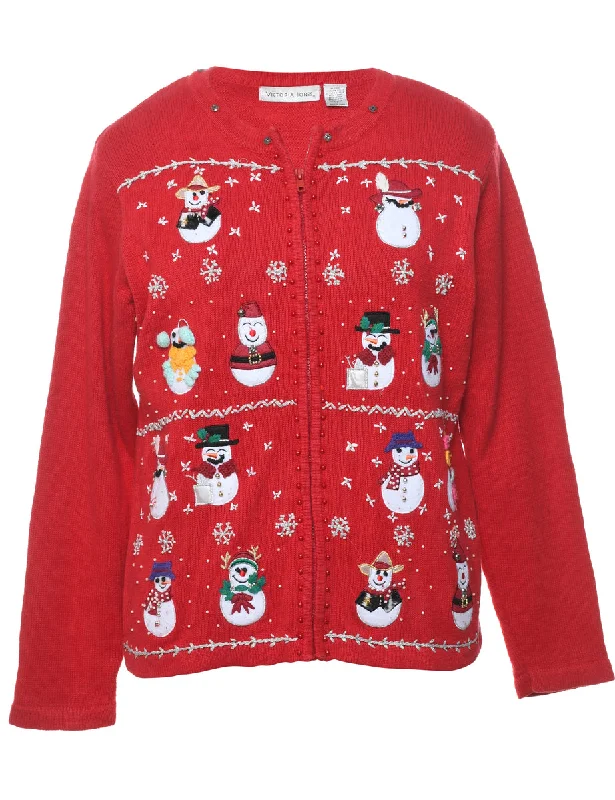 Snowman Christmas Cardigan - M