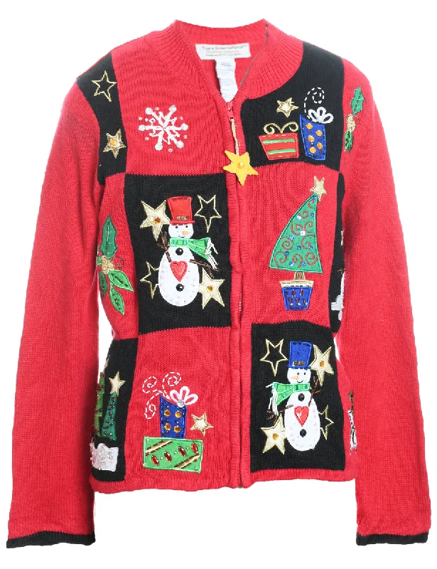 Snowman Christmas Cardigan - M