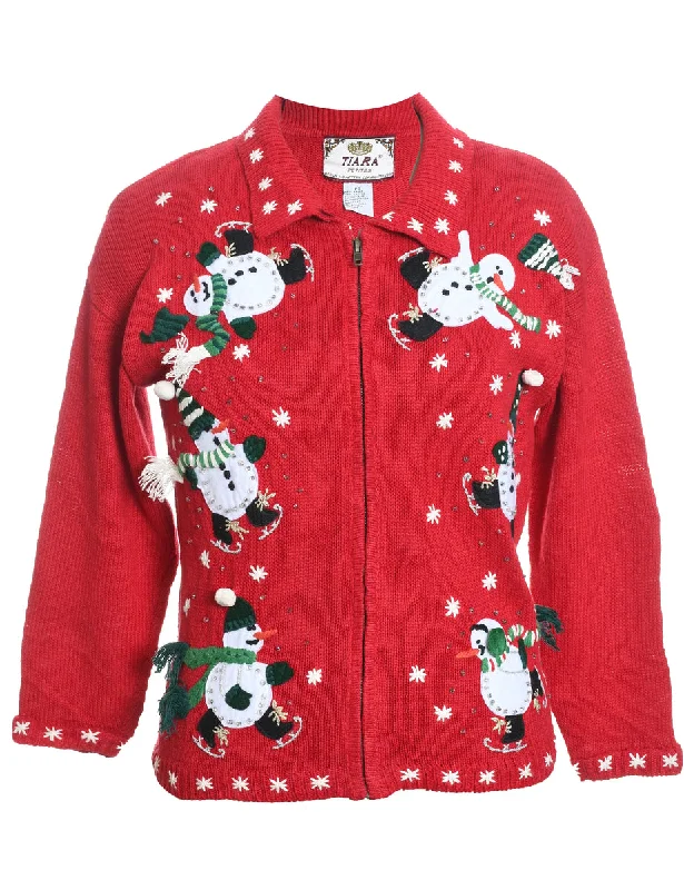 Snowman Christmas Cardigan - S