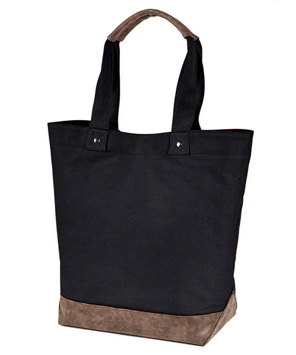 AP1921 - Authentic Pigment Canvas Resort Tote Bag | Black/Brown