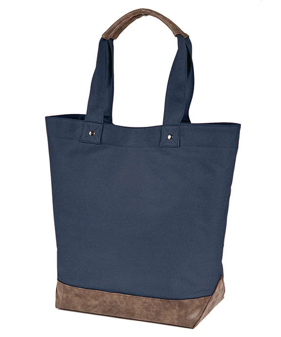 AP1921 - Authentic Pigment Canvas Resort Tote Bag | Deep Navy/Brown