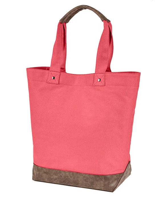 AP1921 - Authentic Pigment Canvas Resort Tote Bag | Hibiscus/Brown