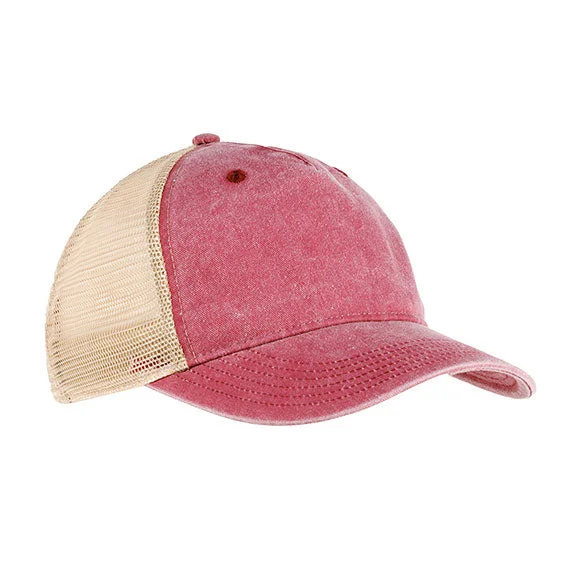 AP1924 - Authentic Pigment Pigment Dyed 5-Panel Trucker Hat | Nautical Red/Khaki