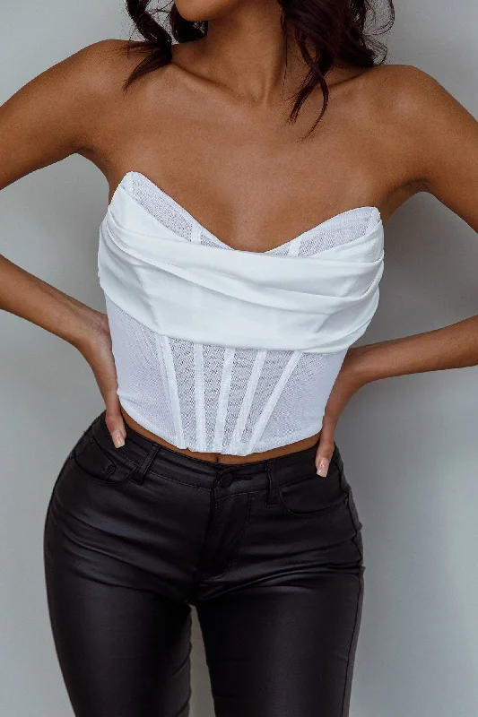 Firenze Cowl Mesh Top Off White