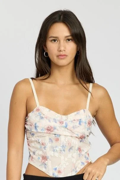 FLORAL MESH CORSET TOP