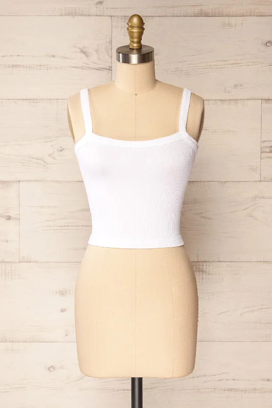 Bedarieu White | Cropped Ribbed Cami