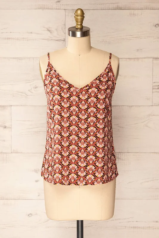 Creteil | Patterned Cami Top w/ Thin Straps