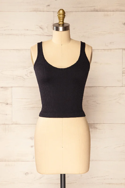 Glakail Black | Cropped Ribbed Cami