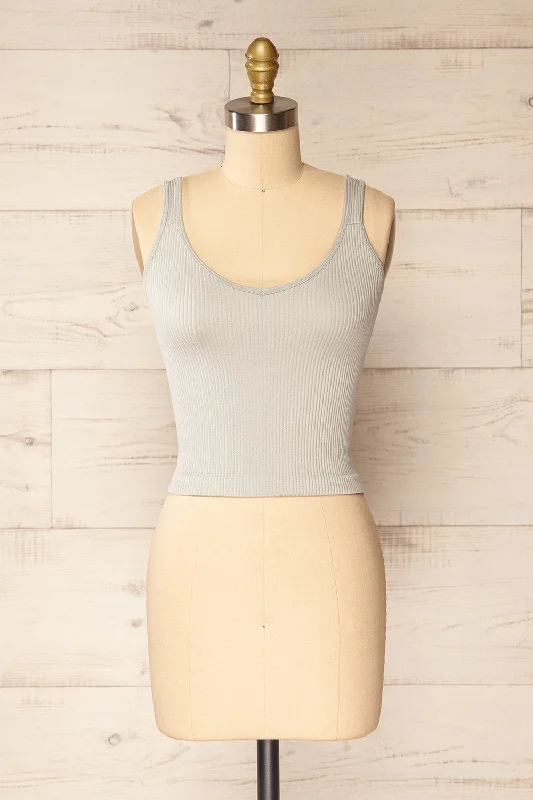 Glakail Grey | Cropped Ribbed Cami