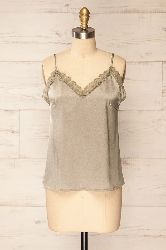 Hwasa Sage | Satin Cami w/ Lace Trim