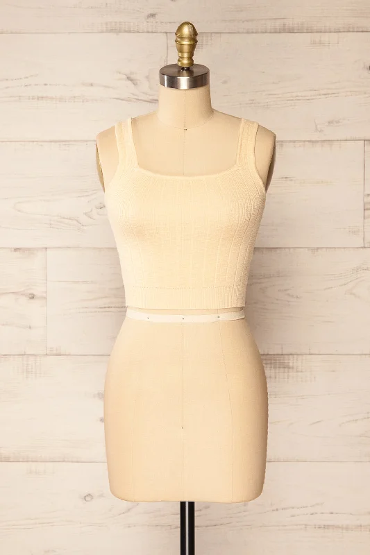 Manille | Beige Cropped Knit Camisole