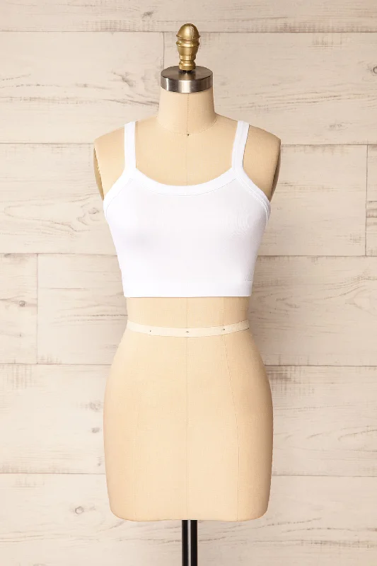 Merignas White | Cropped Ribbed Cami