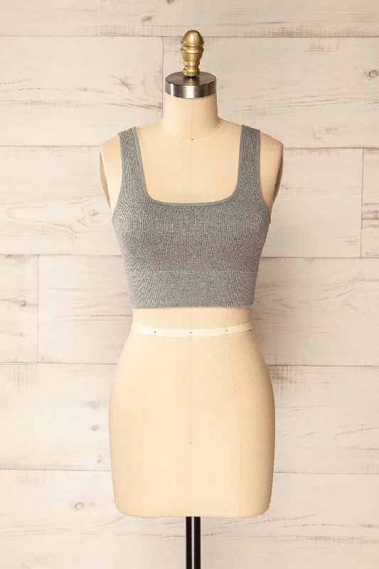 Pompei Grey | Padded Ribbed Cami Top