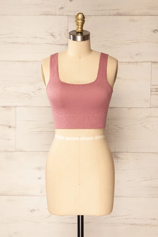 Pompei Mauve | Padded Ribbed Cami Top