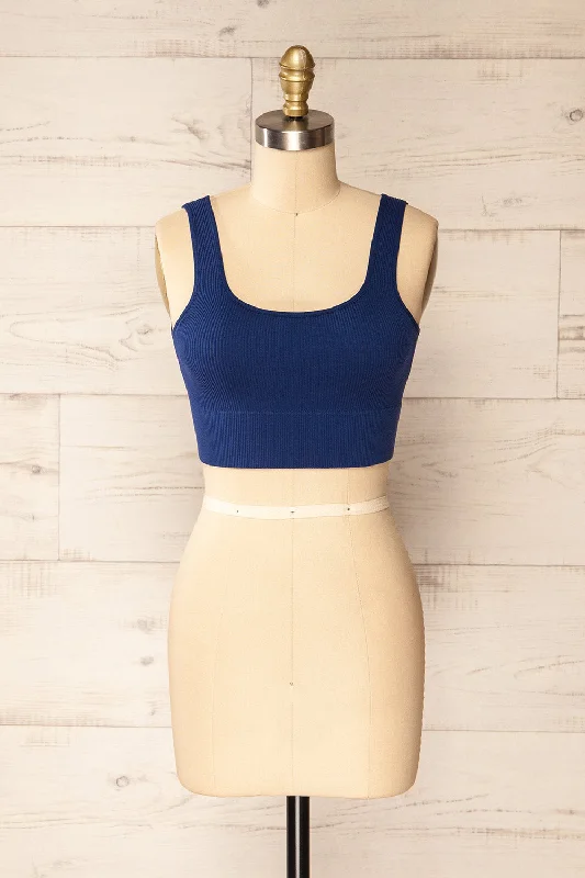 Pompei Navy | Padded Ribbed Cami Top