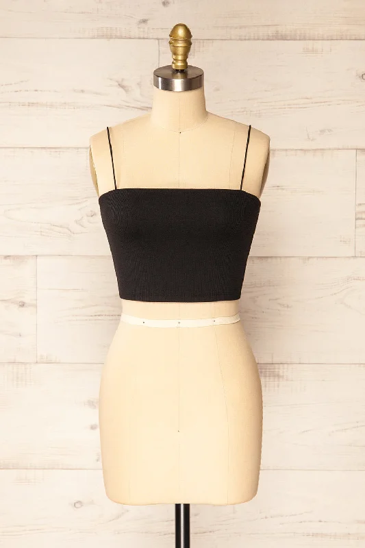 Rimini Black | Cropped Ribbed Cami