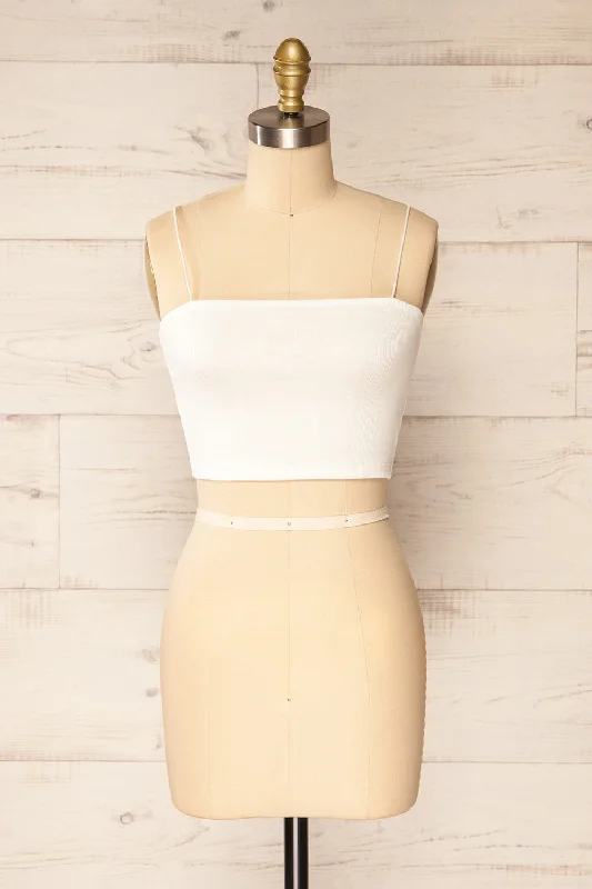 Rimini White | Cropped Ribbed Cami