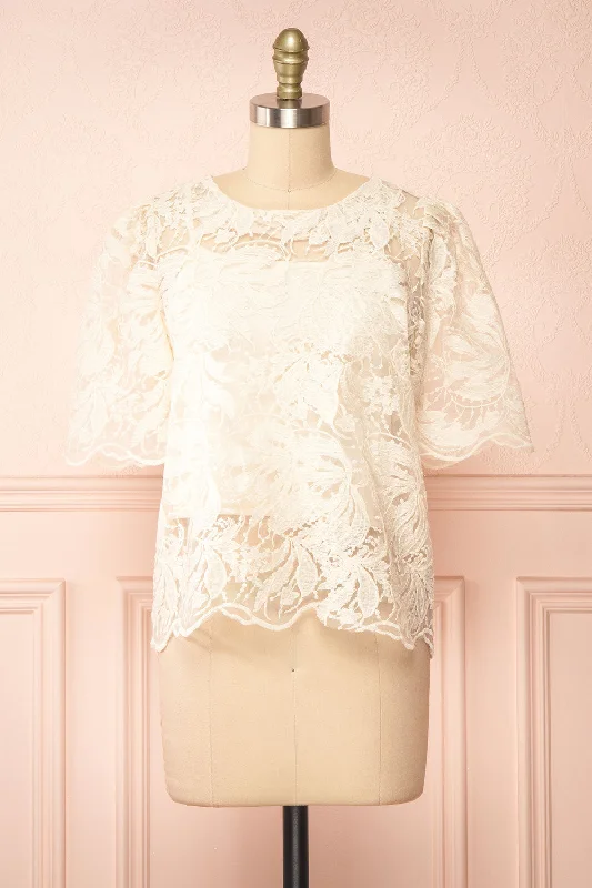 Selah Beige | Lace Top w/ Cropped Camisole