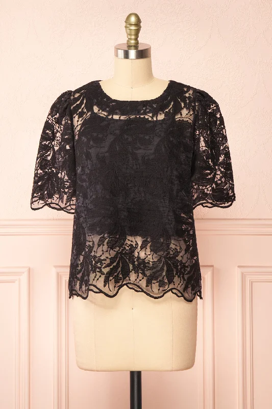 Selah Black | Lace Top w/ Cropped Camisole