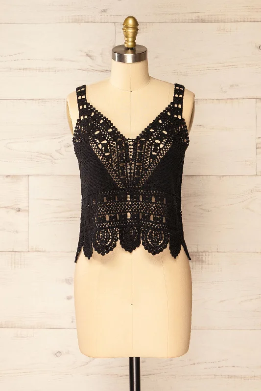 Zagreb Black | Crochet Cropped Cami