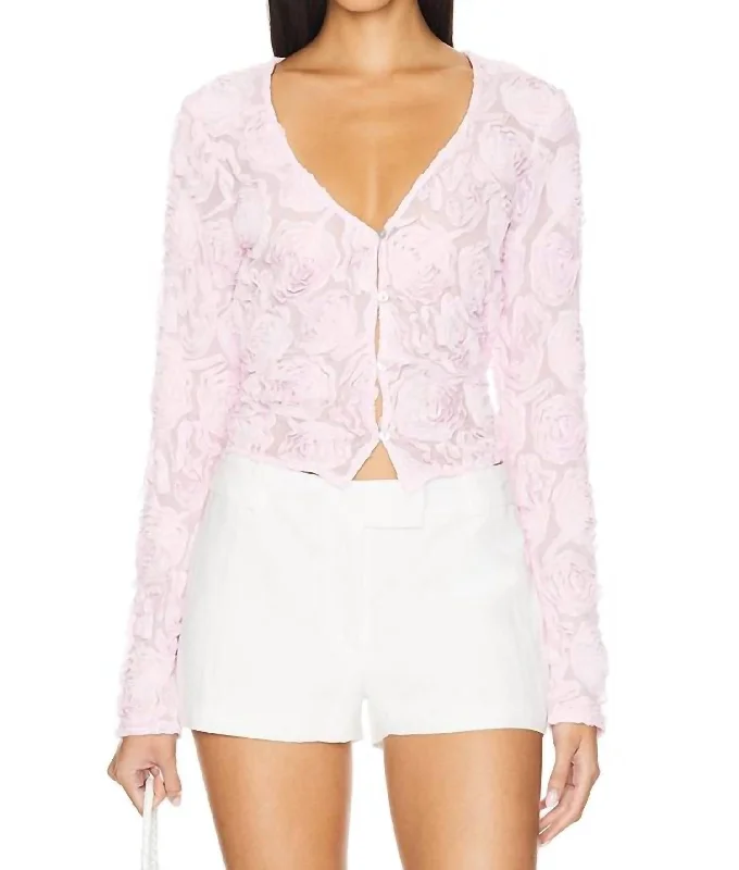 Maxene Top In Rosette Mesh Pink