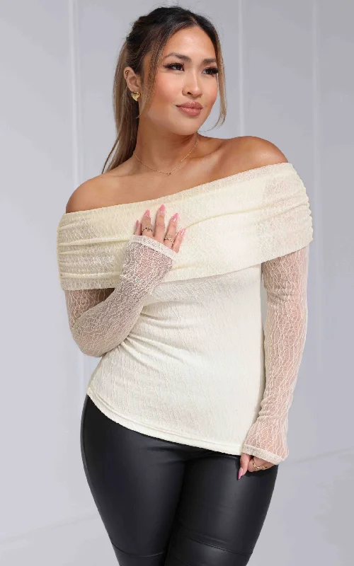 Ulla Mesh Top - Cream Texture