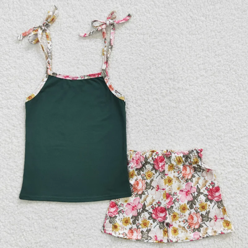 CamisolePhoenixgirls green camis floral shorts outfits GSSO0217