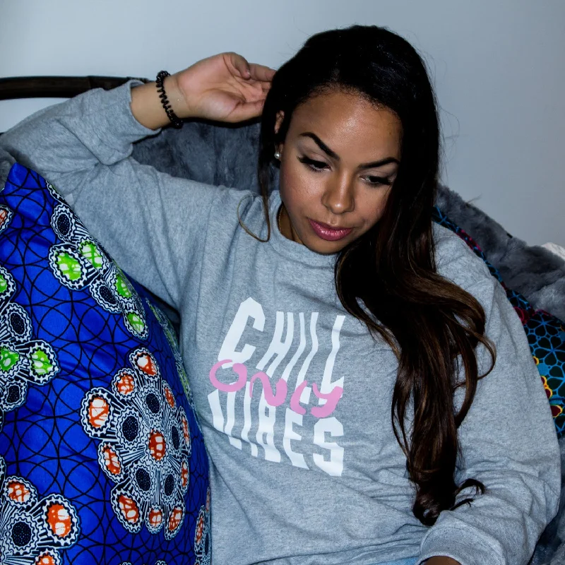 "Chill Vibes Only" Long Sleeve T-Shirt - Grey