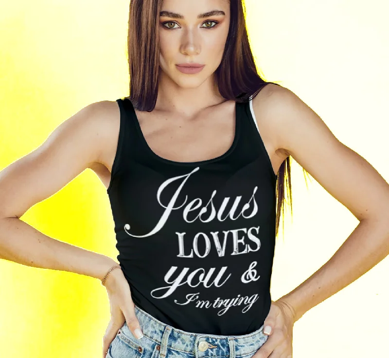 ltt- Jesus Loves You Ladies Tank Tops