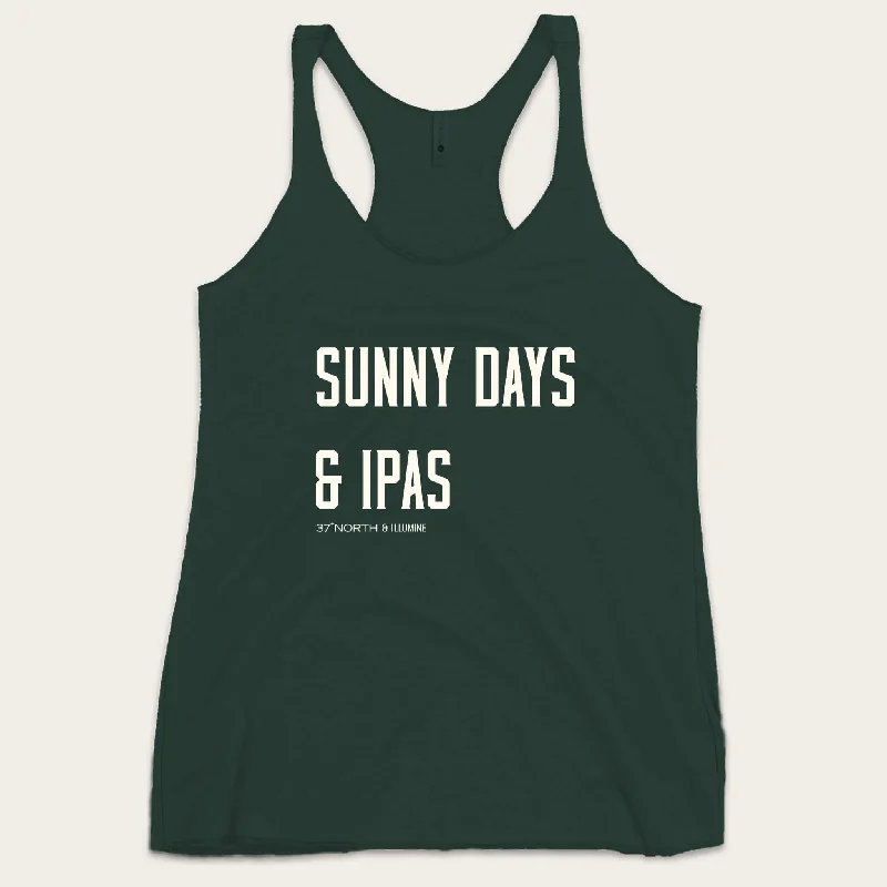 Sunny Days Ladies Racerback Tank - Heather Forest