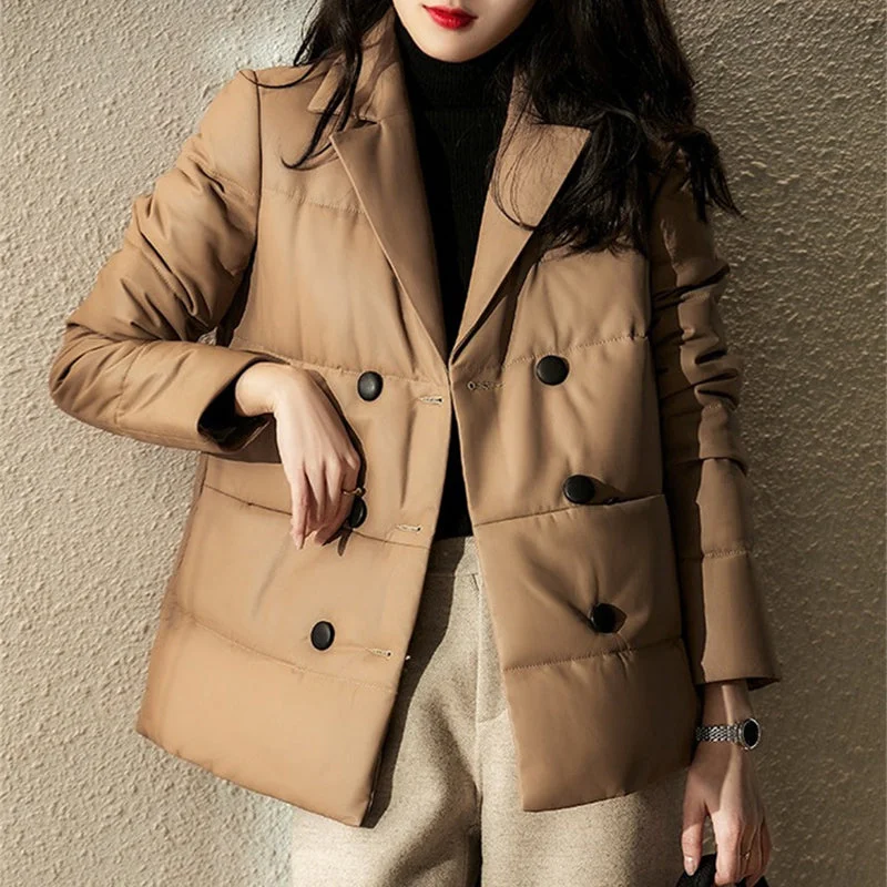 Genuine Leather Duck Down Blazer Coats