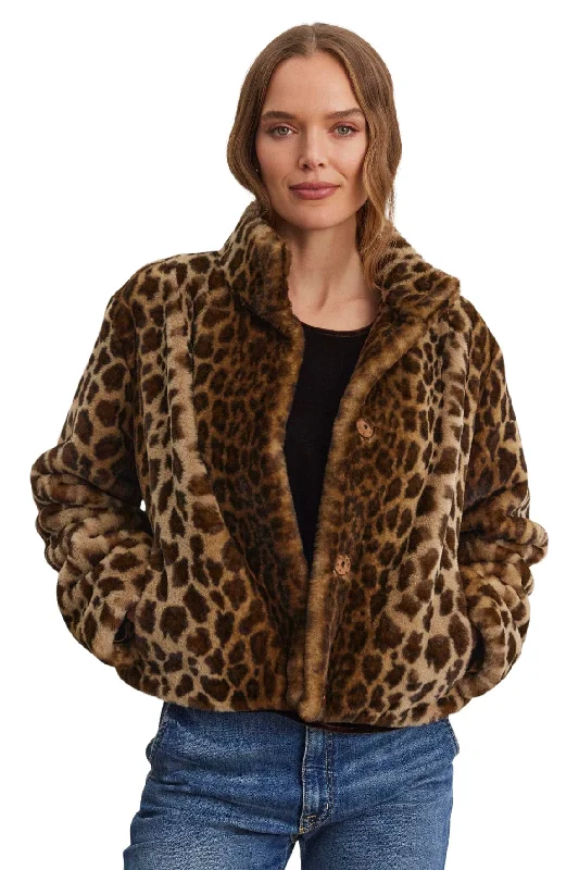 Velvet Valli Faux Fur Short Leopard Jacket in Animal